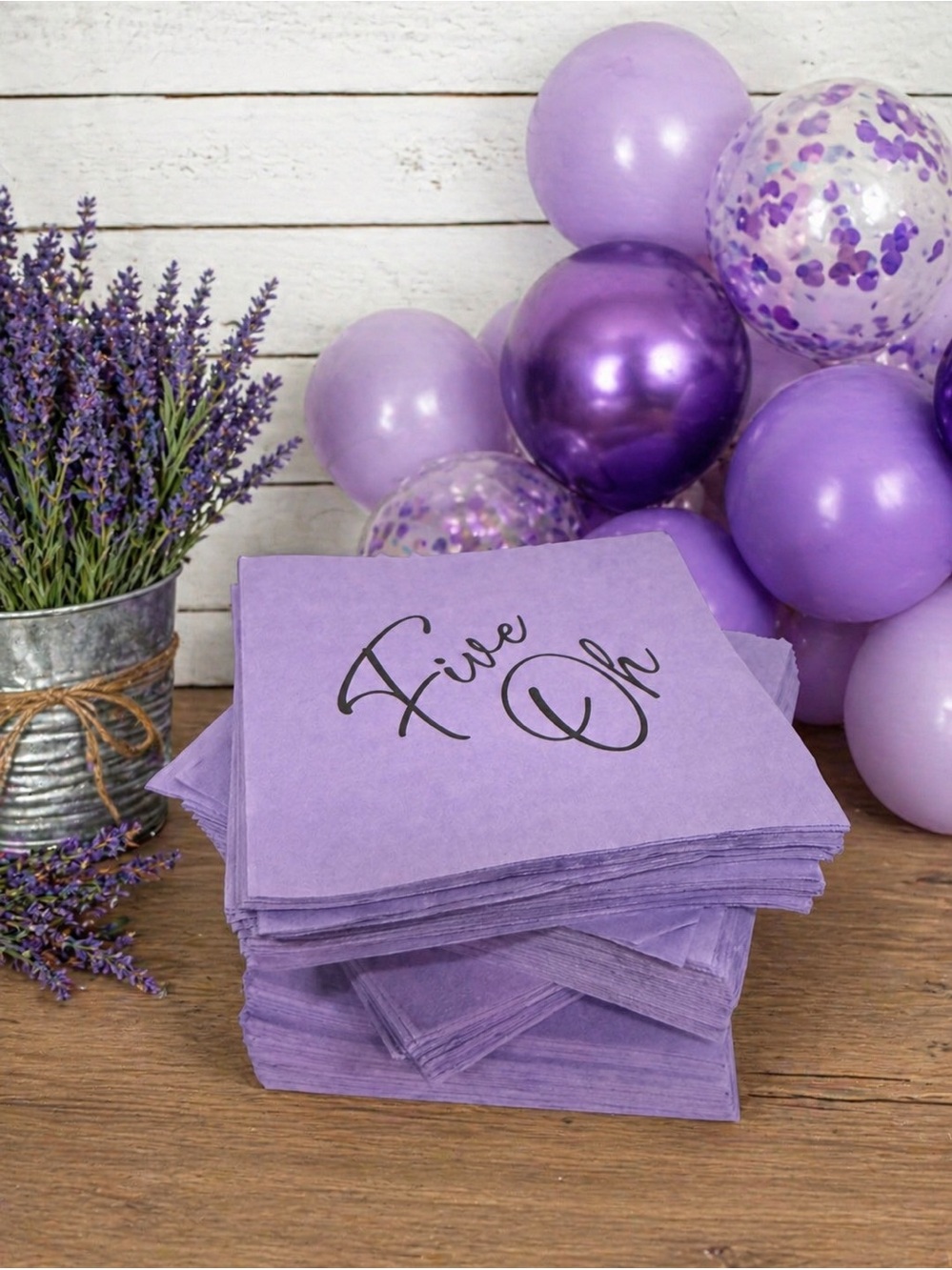💜 “Five Oh” 50th Birthday Cocktail Napkins (175 Total) Bulk Bundle Celebration